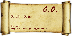 Ollár Olga névjegykártya